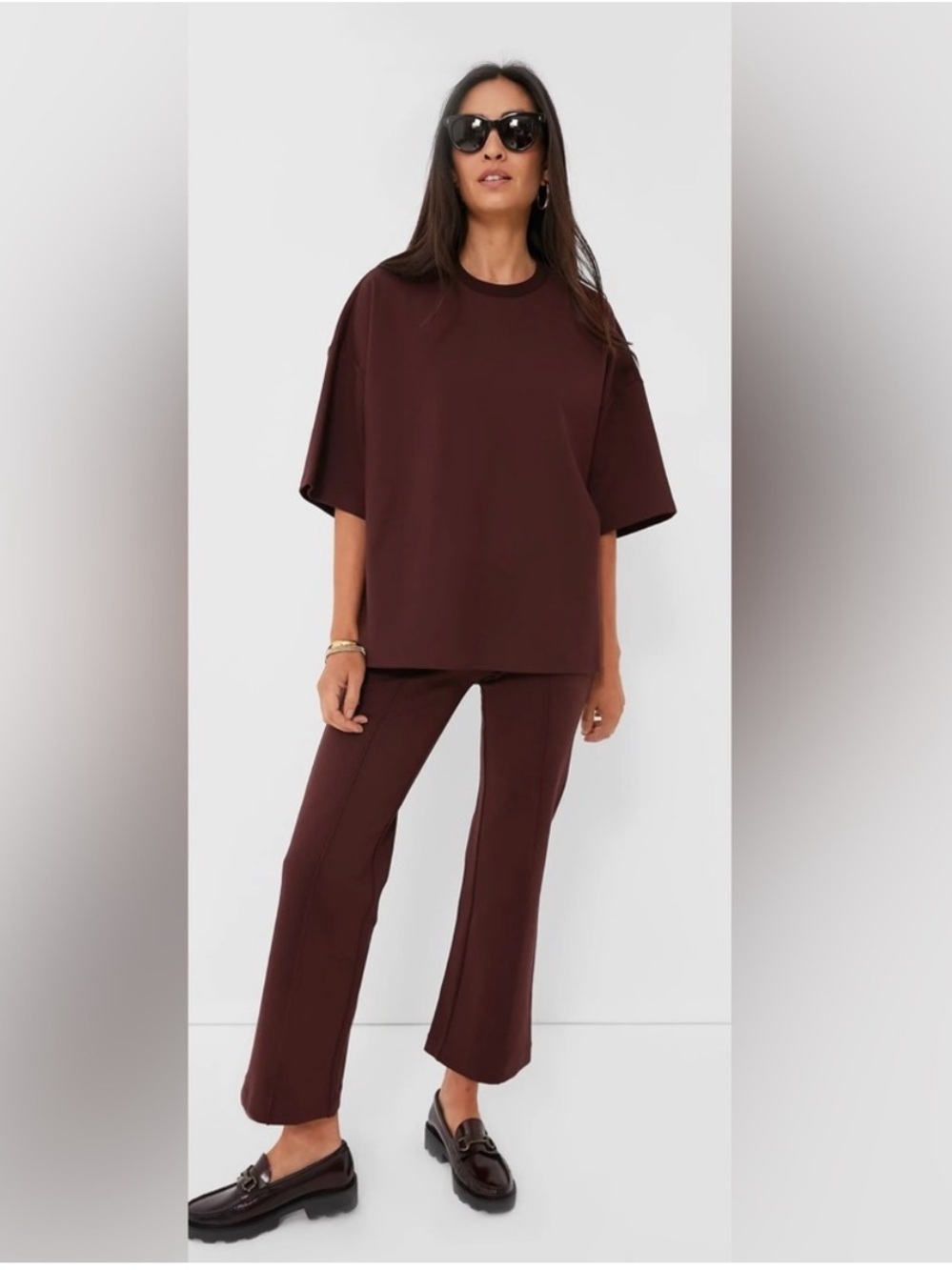 Staud KNACK PANT DARK CHOCOLATE Straight Leg Pants Size Small